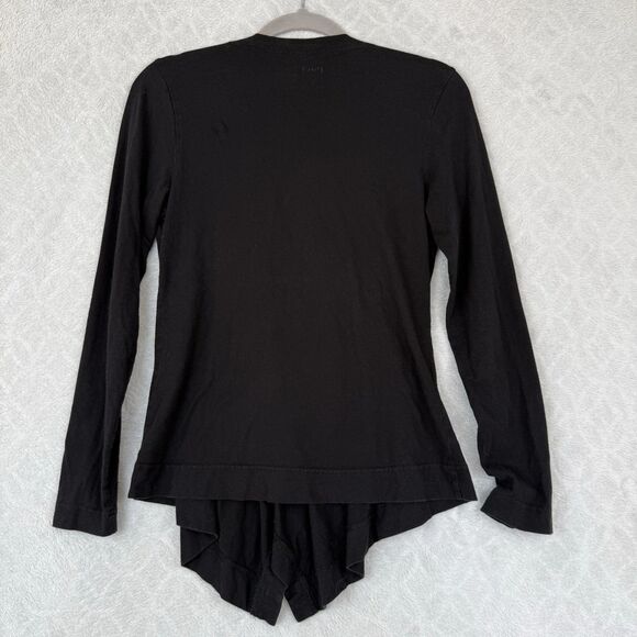 Pact Organic Cotton Waterfall Cardigan Womens Small Black Open Front Lightweight - Picture 3 of 7